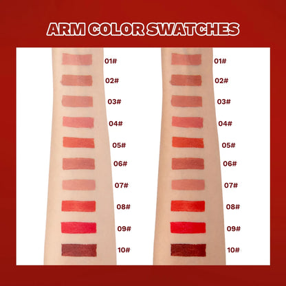 QIBESTNatural Velvet Matte Lipstick Long-lasting 10 Color Lip Stain Lightweight Moisturizing Lip Balm Women Makeup New Lip Tint
