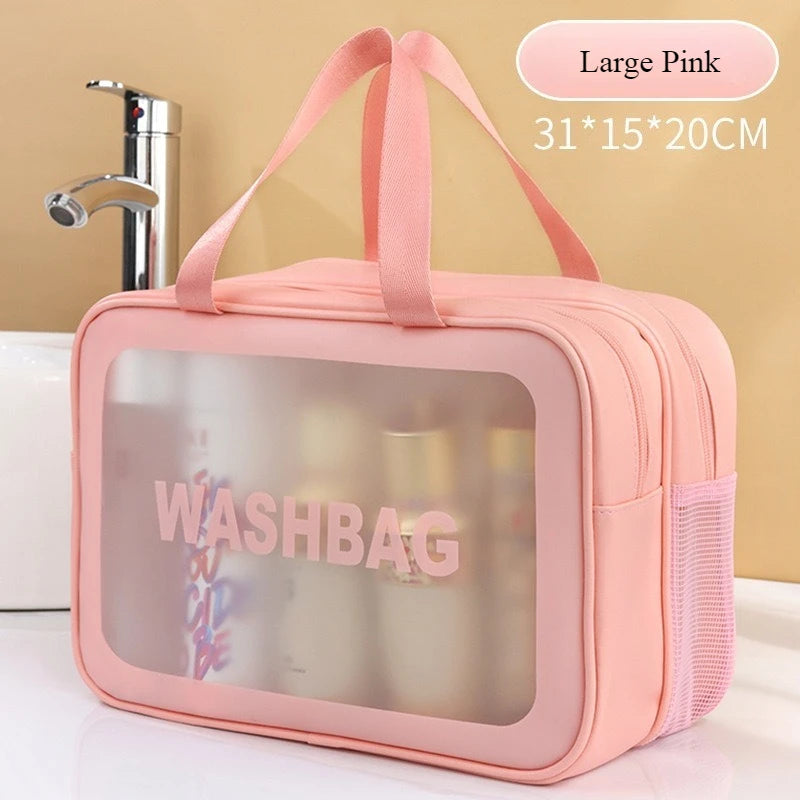 Large Clear Travel Wash Bag – Wet & Dry Double-Layer Organizer
