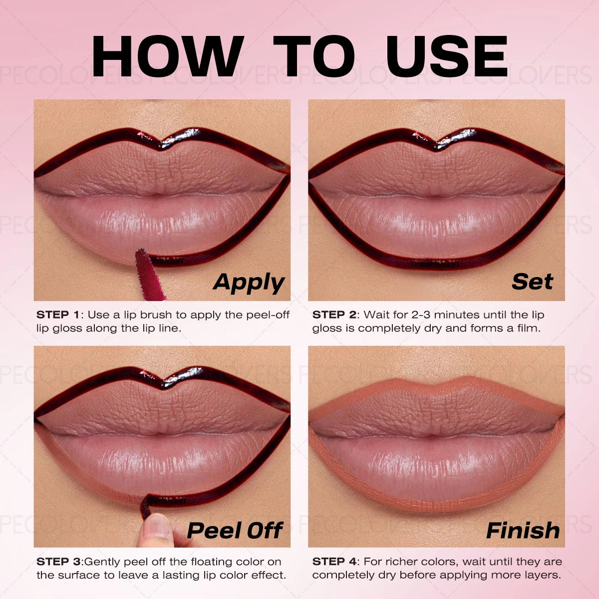 Waterproof Long Lasting Lip Gloss Matte Outline Contour Tattoo Tear Pull LipLiner Peel Off Liquid Lipstick Cosmetic