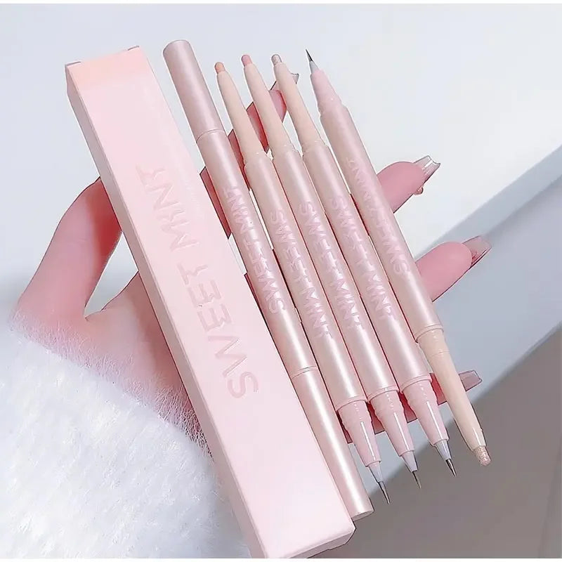Sweetmint Mulitfuntiona Double Ended Lying Silkworm Pencil Highlighter Makeup Pen Nude Liquid Contour Liner Eye Brightener Stick