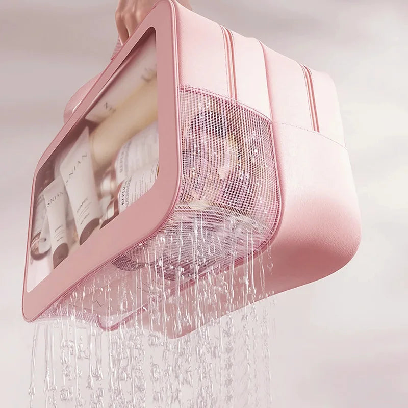 Large Clear Travel Wash Bag – Wet & Dry Double-Layer Organizer