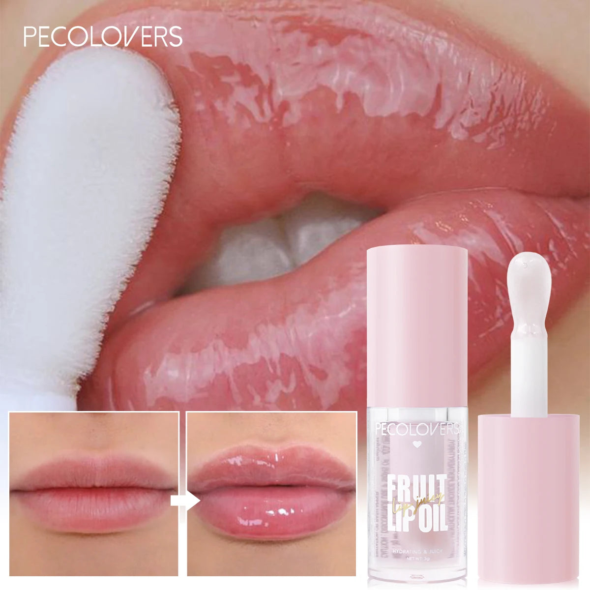 Fruit Mirror Water Lip Gloss Transparent Lip Oil Lasting Liquid Lipstick Clear Glitter Primer Hydrating Plump Lip Gloss