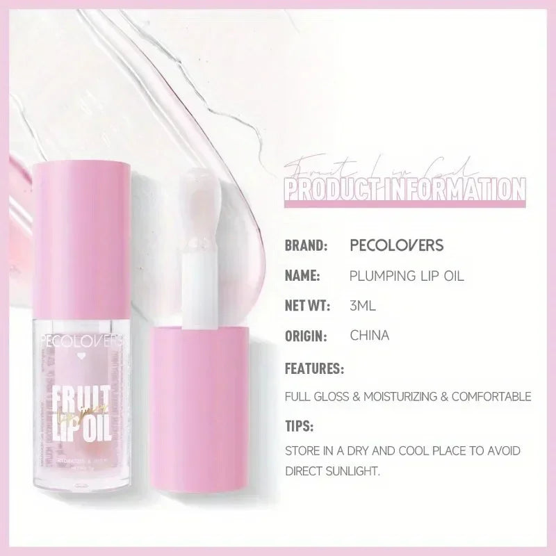 Fruit Mirror Water Lip Gloss Transparent Lip Oil Lasting Liquid Lipstick Clear Glitter Primer Hydrating Plump Lip Gloss