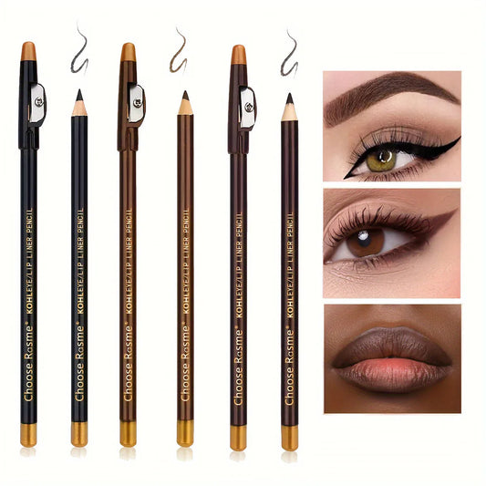 3-Piece Eyebrow & Lip Pencil Set with Sharpener – Long-Lasting Natural Shades