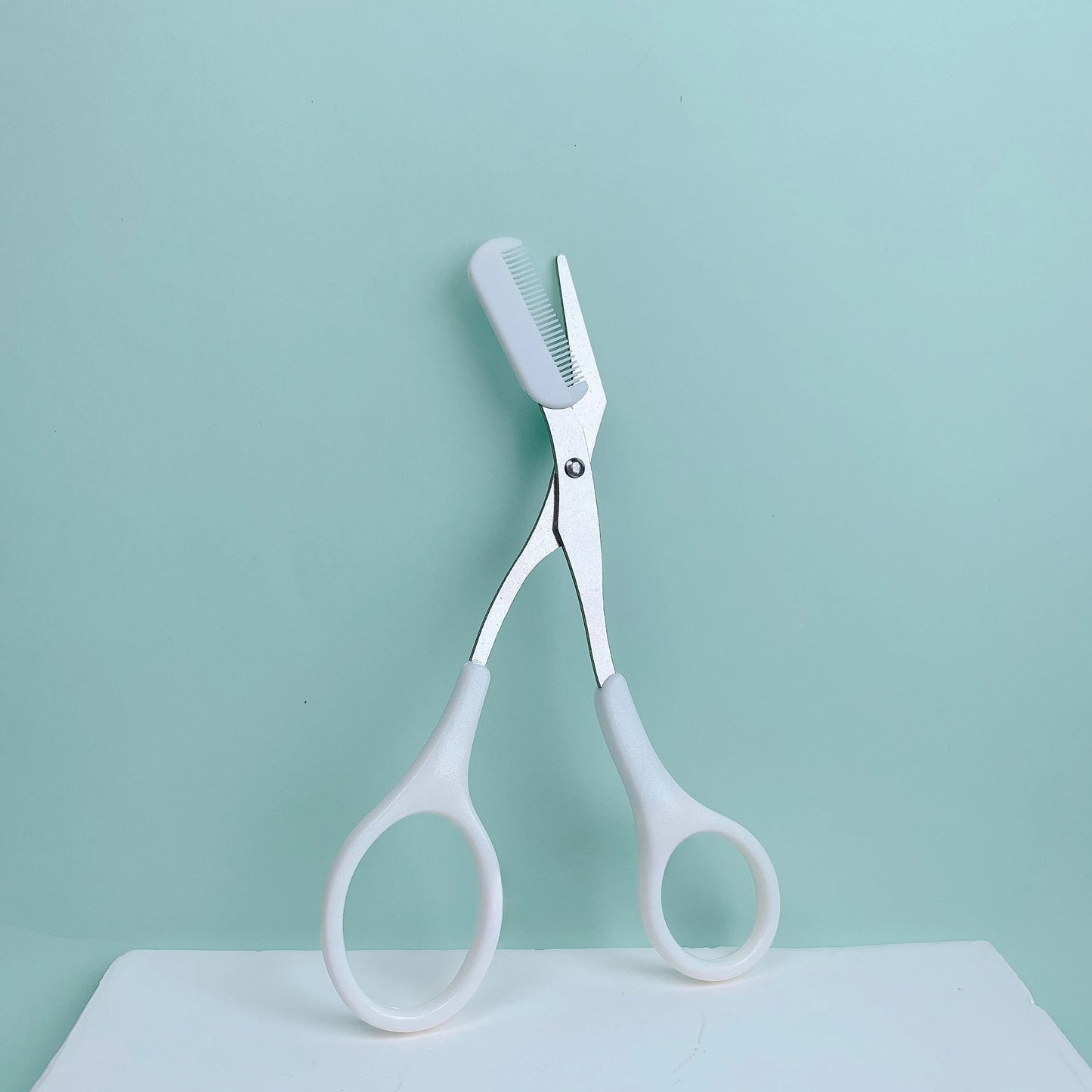 Pink Eyebrow Scissors with Comb – Stainless Steel Precision Trimmer