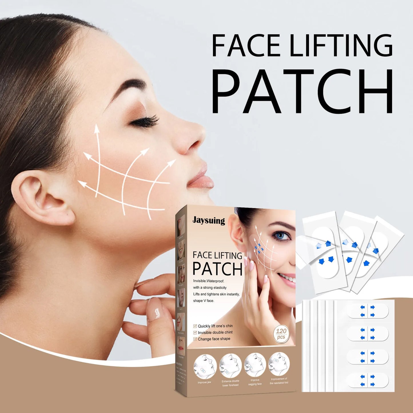 V-Shaped Face Lift Patches – 40/120pcs Invisible Neck & Chin Tapes