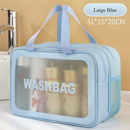 Large Clear Travel Wash Bag – Wet & Dry Double-Layer Organizer