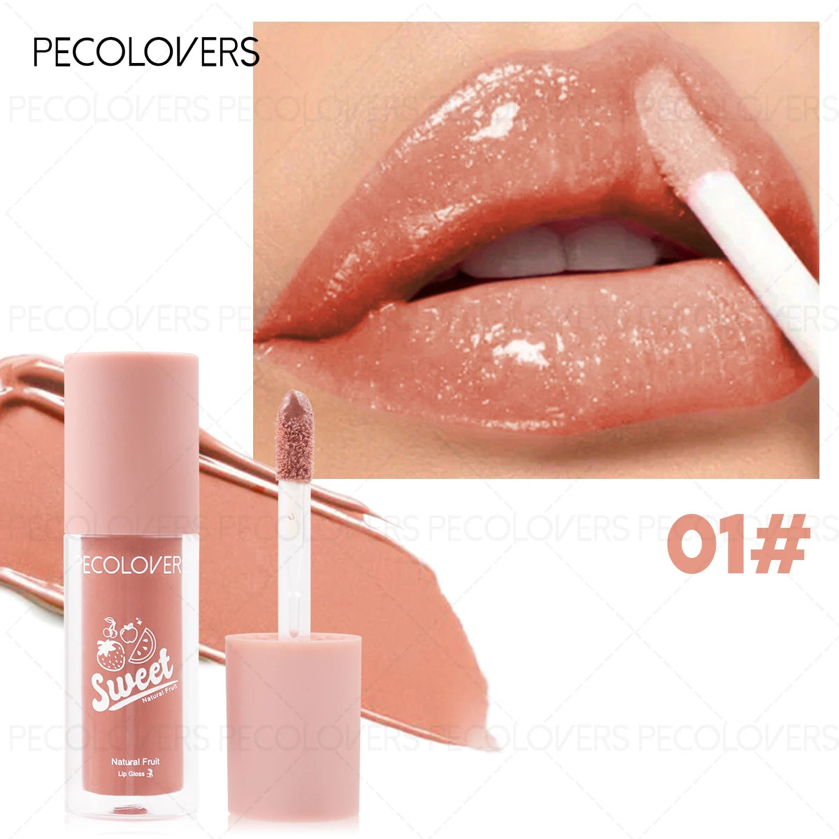 1PC Fruity Flavor of Lip Gloss, Moisturizing, Nourishing, Natural, Watery, Long-lasting, Waterproof, Sweat-proof, Anti-smudge