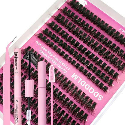 60row DIY Lash Extension Kit Clusters Individual Eyelashes Kit Mix Styles 10-18mm with Bond and Seal Eye Makeup Tool