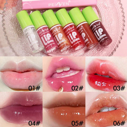 6 Pcs Moisturizing Clear Lip Gloss Oil Set,Liquid Lipstick Mirror Glaze Waterproof Long Lasting Lip Plumper Hydrating Lips Balm