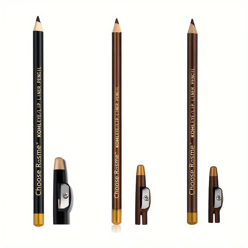 3-Piece Eyebrow & Lip Pencil Set with Sharpener – Long-Lasting Natural Shades