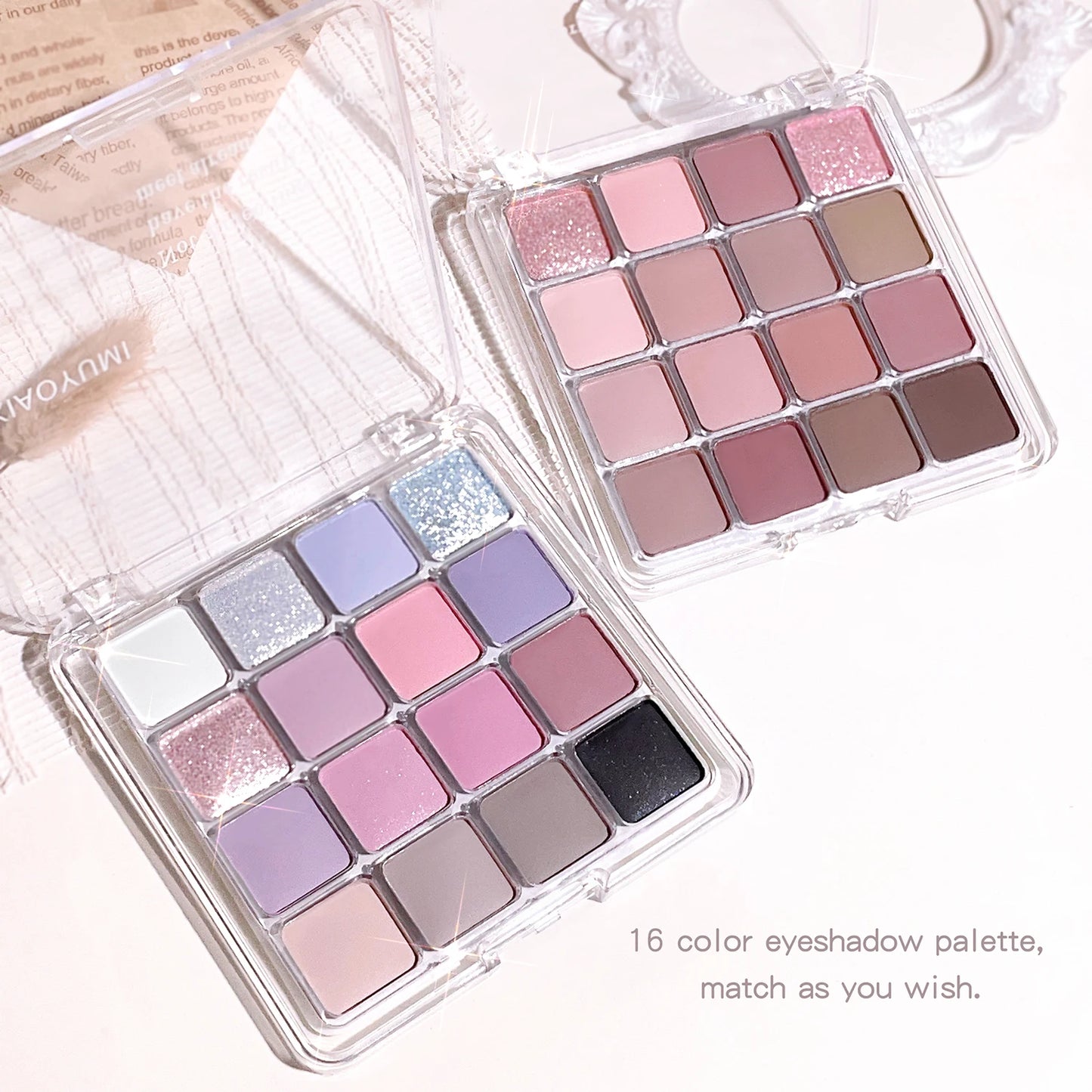 Sunset Magic 16-Color Eyeshadow Palette – Pearl & Matte Shades