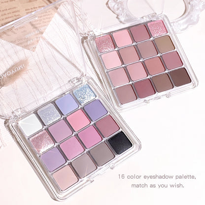 Sunset Magic 16-Color Eyeshadow Palette – Pearl & Matte Shades