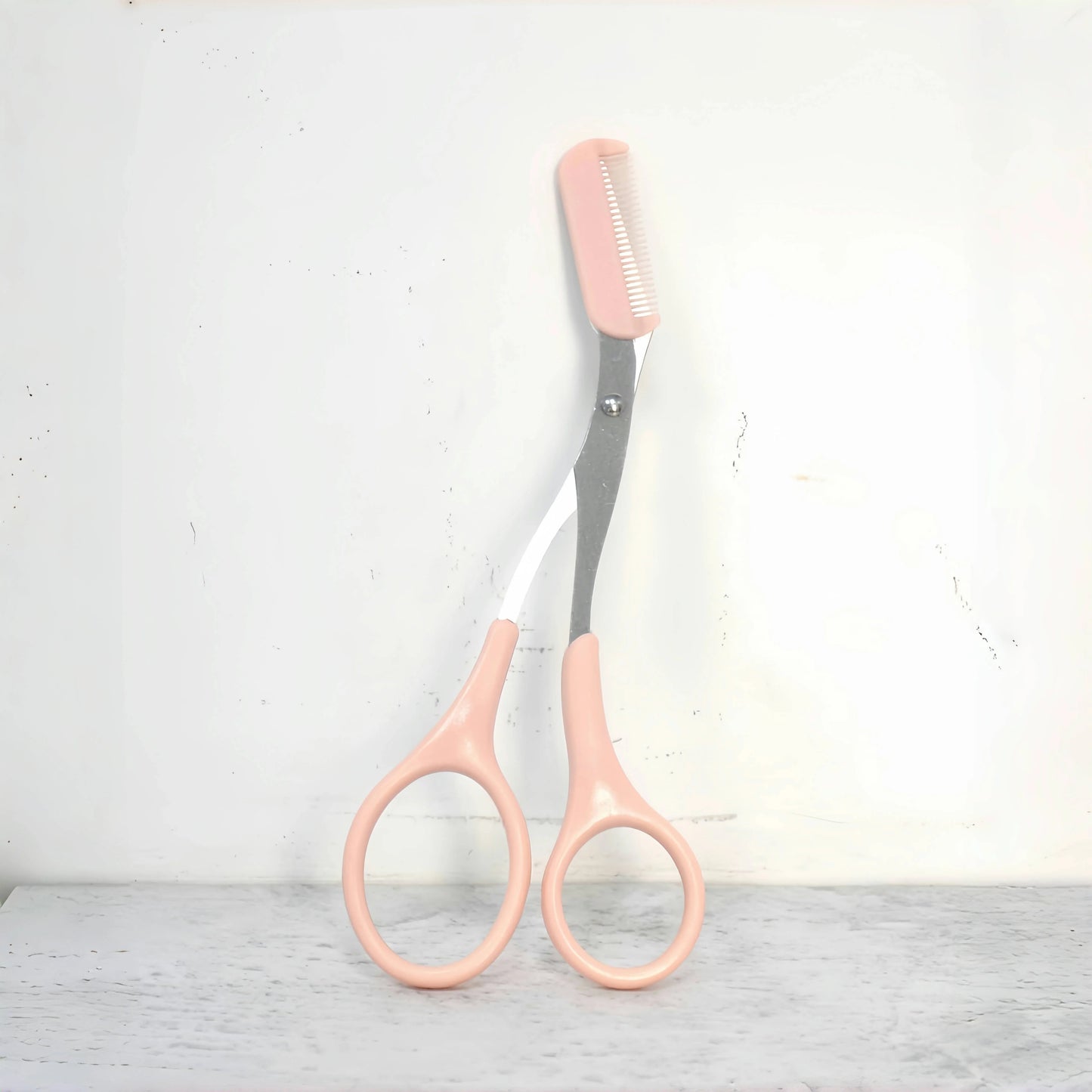 Pink Eyebrow Scissors with Comb – Stainless Steel Precision Trimmer