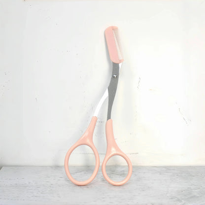 Pink Eyebrow Scissors with Comb – Stainless Steel Precision Trimmer
