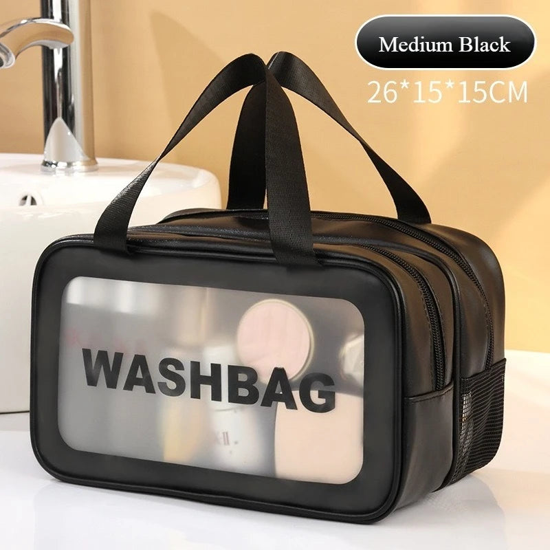 Large Clear Travel Wash Bag – Wet & Dry Double-Layer Organizer