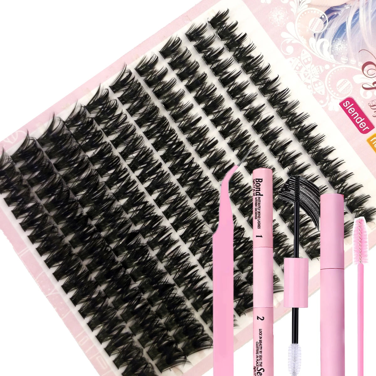 60row DIY Lash Extension Kit Clusters Individual Eyelashes Kit Mix Styles 10-18mm with Bond and Seal Eye Makeup Tool
