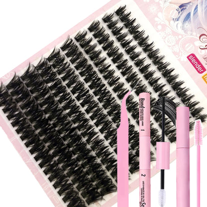 60row DIY Lash Extension Kit Clusters Individual Eyelashes Kit Mix Styles 10-18mm with Bond and Seal Eye Makeup Tool