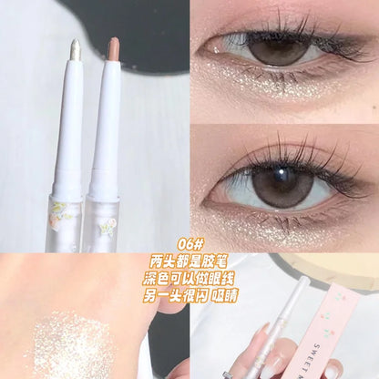 Sweetmint Mulitfuntiona Double Ended Lying Silkworm Pencil Highlighter Makeup Pen Nude Liquid Contour Liner Eye Brightener Stick