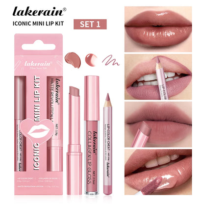 Lip Combo Matte Lipstick + Lip Liner Pen Lip Gloss Set Hydrating Matte Waterproof Long Lasting Lip lipstick set Lip Makeup Set