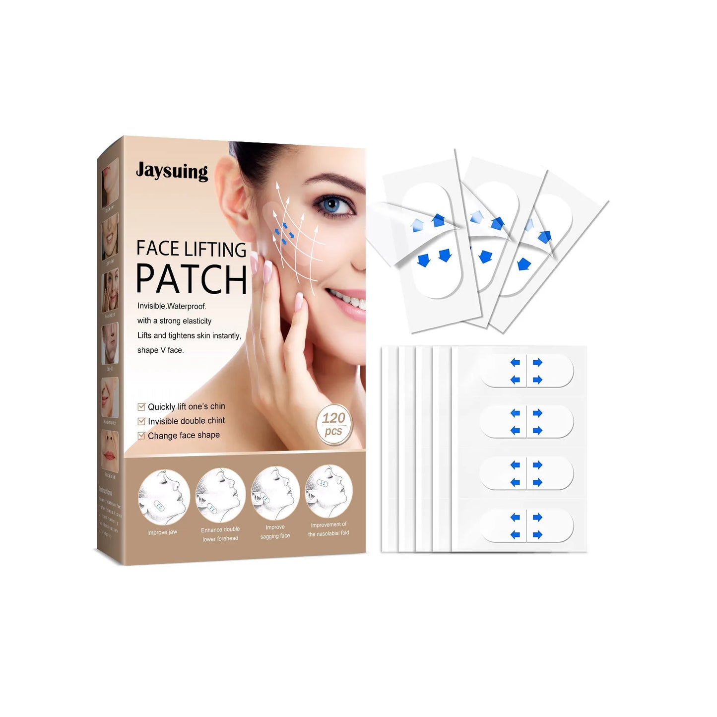 V-Shaped Face Lift Patches – 40/120pcs Invisible Neck & Chin Tapes