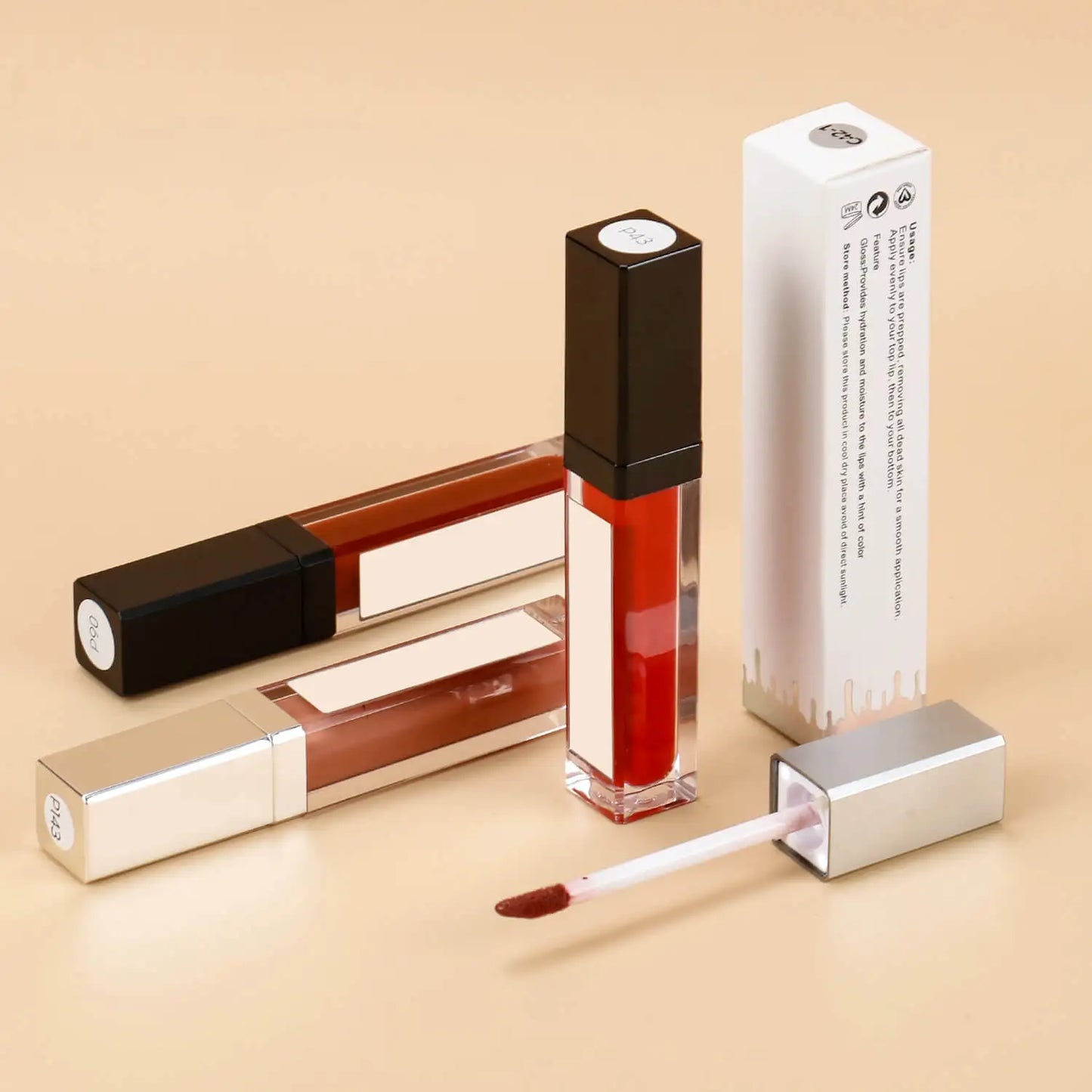 Wholesale Lip Gloss With Led Light And Mirror Private Label Lipstick Liquid Shiny Colors Lipgloss Your Own Brand Makeup Bulk