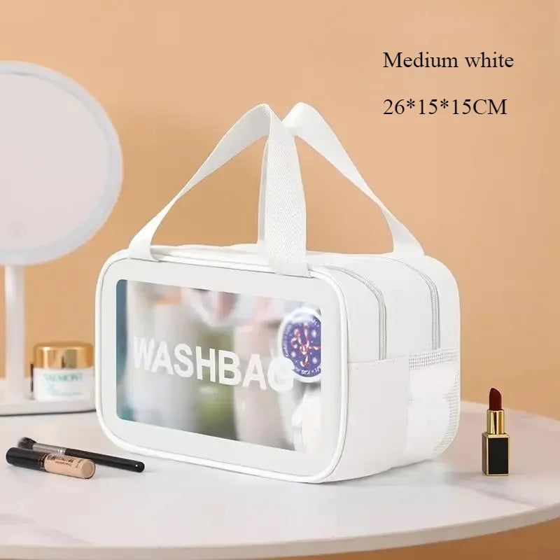 Large Clear Travel Wash Bag – Wet & Dry Double-Layer Organizer