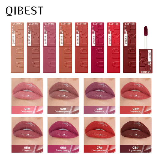 QIBEST 8 Color Watery Lip Gloss Waterproof Long Lasting Mirror Lip Glaze Moisturizing Liquid Lipstick Tint Women Makeup Cosmetic