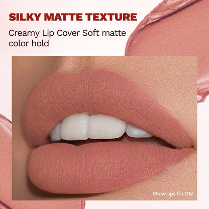 QIBESTNatural Velvet Matte Lipstick Long-lasting 10 Color Lip Stain Lightweight Moisturizing Lip Balm Women Makeup New Lip Tint