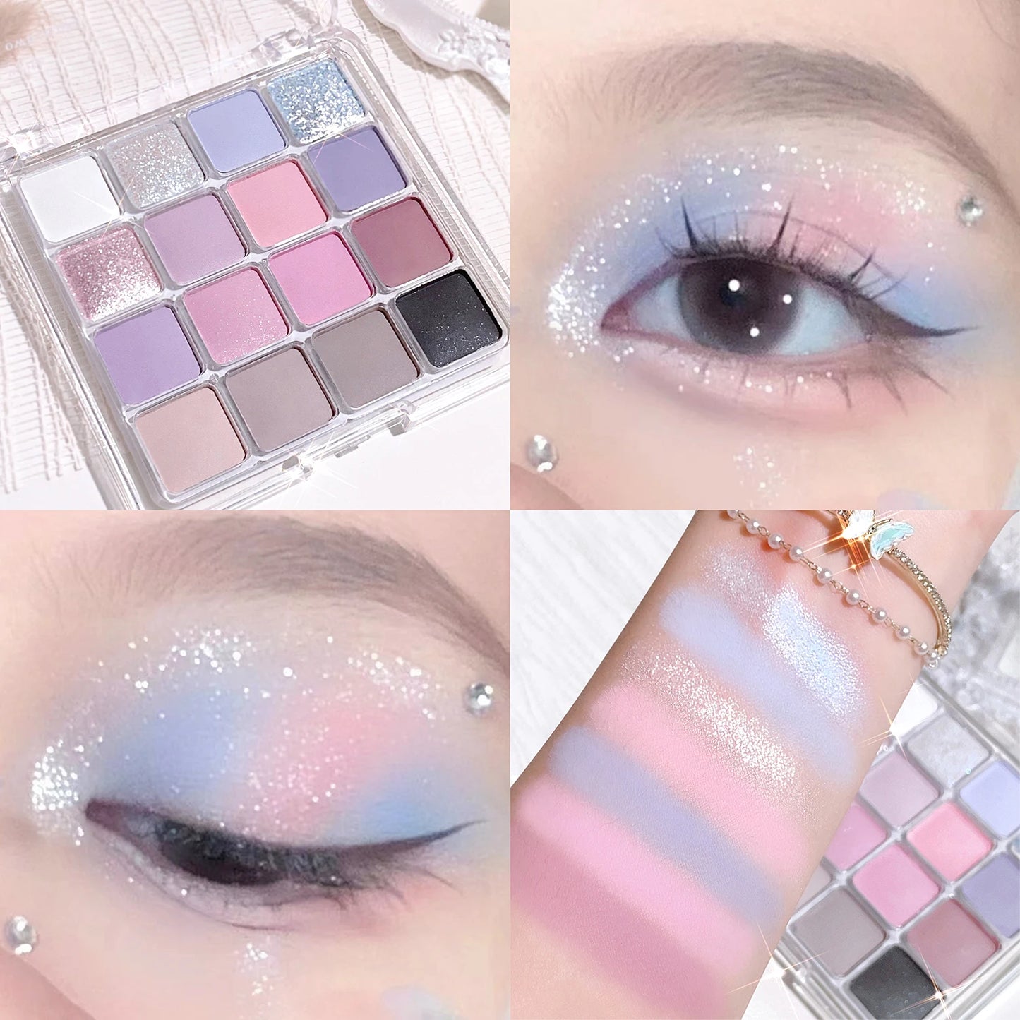 Sunset Magic 16-Color Eyeshadow Palette – Pearl & Matte Shades