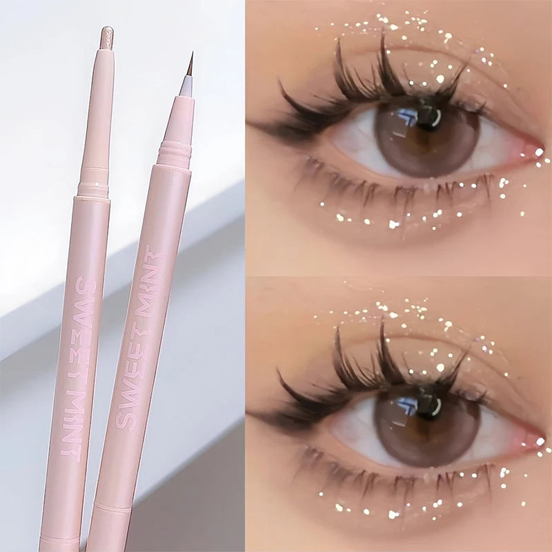 Sweetmint Mulitfuntiona Double Ended Lying Silkworm Pencil Highlighter Makeup Pen Nude Liquid Contour Liner Eye Brightener Stick
