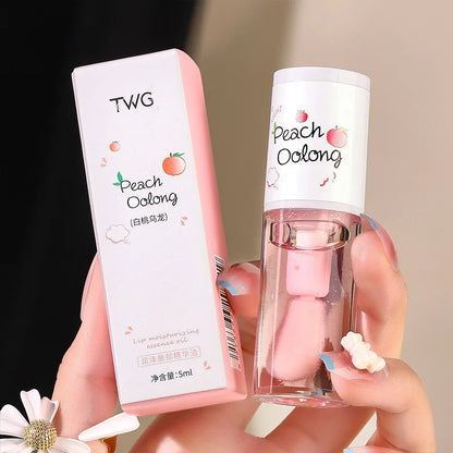 Peach Milk Honey Lip Oil Relieves Dryness Moisturizing Lip Gloss Fades Lip Lines Water Light Lips Big Brush Head Cute
