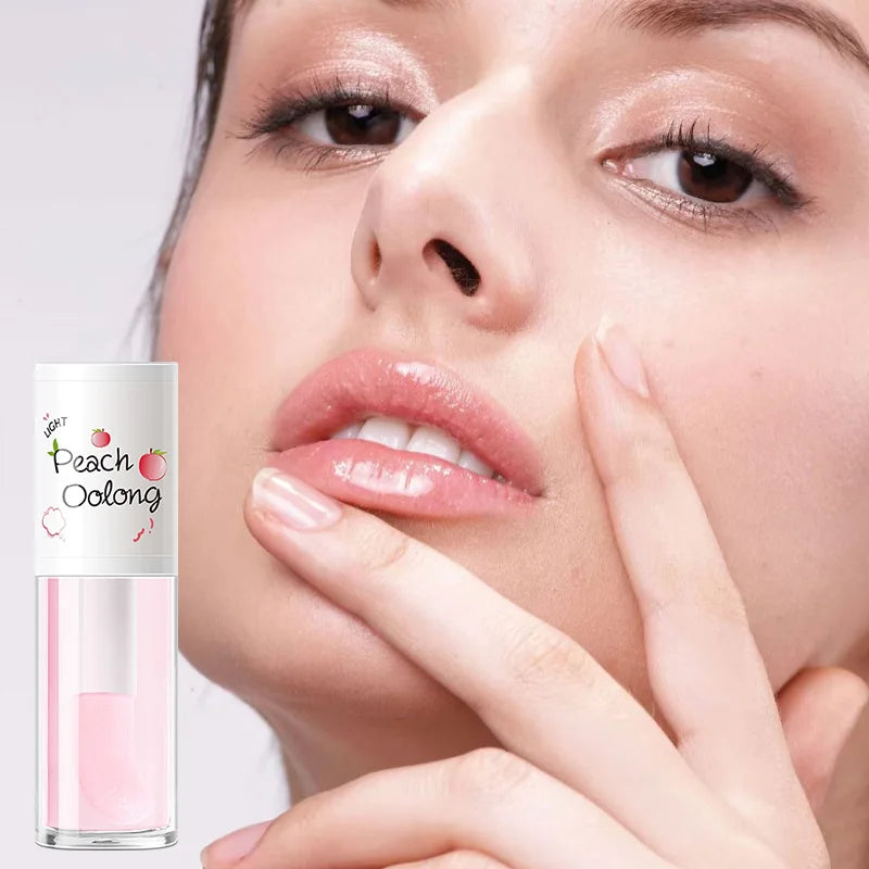 Peach Milk Honey Lip Oil Relieves Dryness Moisturizing Lip Gloss Fades Lip Lines Water Light Lips Big Brush Head Cute