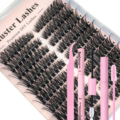 60row DIY Lash Extension Kit Clusters Individual Eyelashes Kit Mix Styles 10-18mm with Bond and Seal Eye Makeup Tool