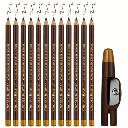 12pcs black/borwn/dark brown eyebrow pencil sharpener Eyebrow Pencil with Sharpener eyebrow line lasting
