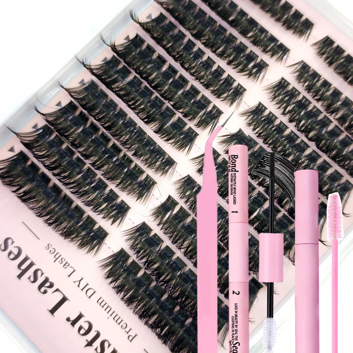 60row DIY Lash Extension Kit Clusters Individual Eyelashes Kit Mix Styles 10-18mm with Bond and Seal Eye Makeup Tool