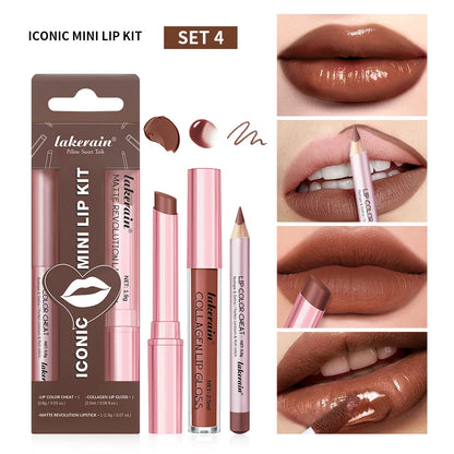 Lip Combo Matte Lipstick + Lip Liner Pen Lip Gloss Set Hydrating Matte Waterproof Long Lasting Lip lipstick set Lip Makeup Set