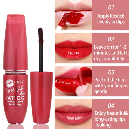 Tear off lip gloss, waterproof and sweat resistant, long-lasting moisturizing, vibrant colors, creating a bright makeup look