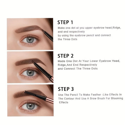 Long-Lasting Waterproof Eyebrow Pencil – Double-Head Brown Tint with Brush Cosmetics