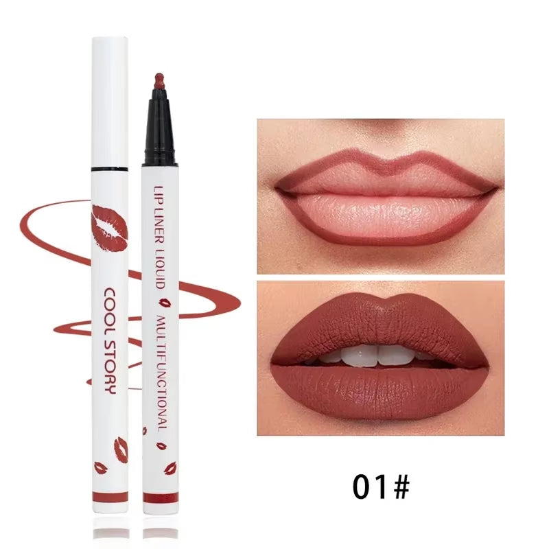 Matte Liquid Lip Liner Pencil - Long-Lasting, Quick-Drying, Smudge-Proof Cosmetic Tool for a Natural Lip Look