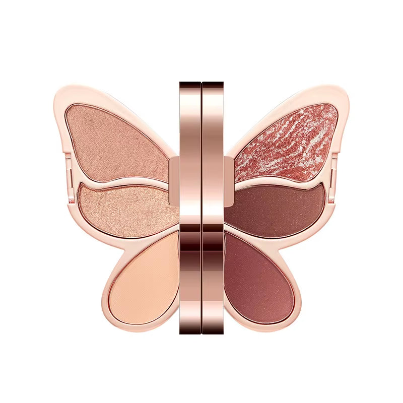 AGAG Brand Butterfly Eyeshadow Palette - 6 Color Collection with Pearl Sequins and Matte Finishes
