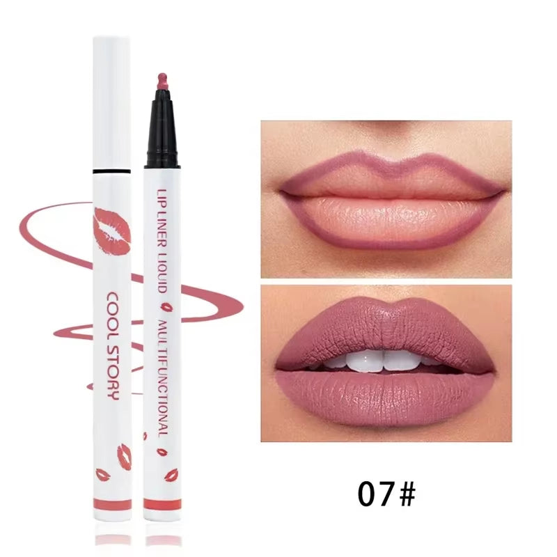 Matte Liquid Lip Liner Pencil - Long-Lasting, Quick-Drying, Smudge-Proof Cosmetic Tool for a Natural Lip Look