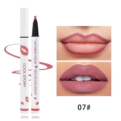 Matte Liquid Lip Liner Pencil - Long-Lasting, Quick-Drying, Smudge-Proof Cosmetic Tool for a Natural Lip Look