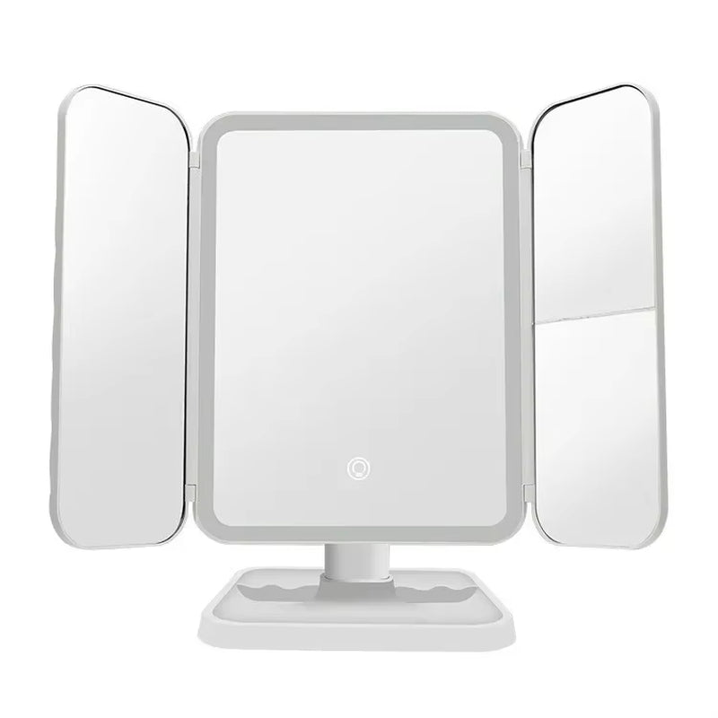 Tri-Fold LED Makeup Mirror with Smart Lighting for Enhanced Beauty Application