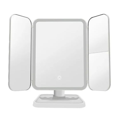 Tri-Fold LED Makeup Mirror with Smart Lighting for Enhanced Beauty Application