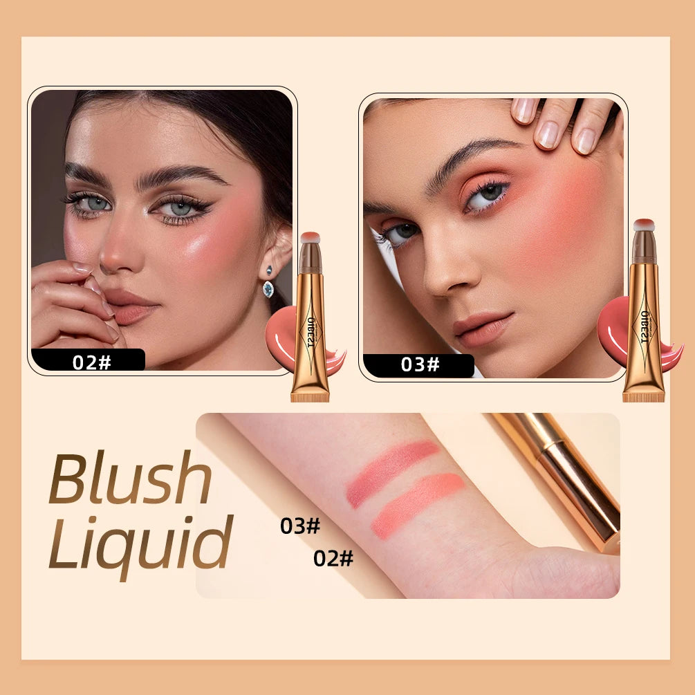 Liquid Contour with Cushion Applicator - Hydrating Cream Blush and Highlighter for a Natural Radiance