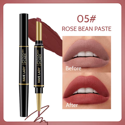 2-in-1 Matte Lipstick and Lipliner Pencil Set - 6 Colors, Waterproof, Long-Lasting, Perfect for Holiday Gifting