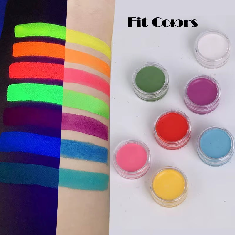 12-Color Waterproof Neon Eyeliner Cream - UV Blacklight Fluorescent Face and Body Makeup for Halloween