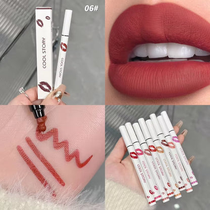 Matte Liquid Lip Liner Pencil - Long-Lasting, Quick-Drying, Smudge-Proof Cosmetic Tool for a Natural Lip Look