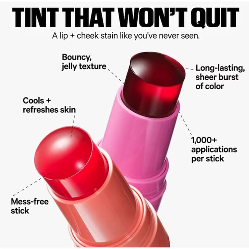 3-in-1 Milk Jelly Tint Blusher Wand - Moisturizing Long-Lasting Matte Rouge for Cheeks and Lips